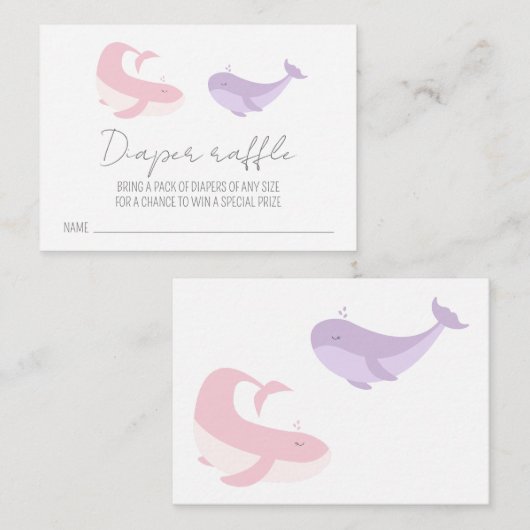 Roze Lila Baby shower walvis Informatiekaartje (Voorkant / Achterkant)