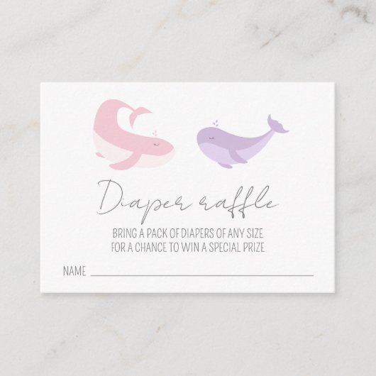 Roze Lila Baby shower walvis Informatiekaartje (Voorkant)