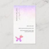 Roze Lila Ballon Animal Party Event Planner Visitekaartje (Achterkant)