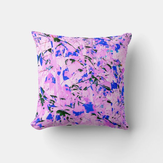 roze Lila blauw bladpatroon Kussen (Voorkant)