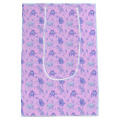 Roze, Lila, Blauw en Paarse Dinosaurus Gift Bag Medium Cadeauzakje (Achterkant)