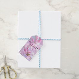 Roze lila bloemen cadeaulabel