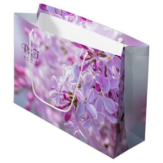 Roze lila bloemen groot cadeauzakje (Voorkant Gekanteld)