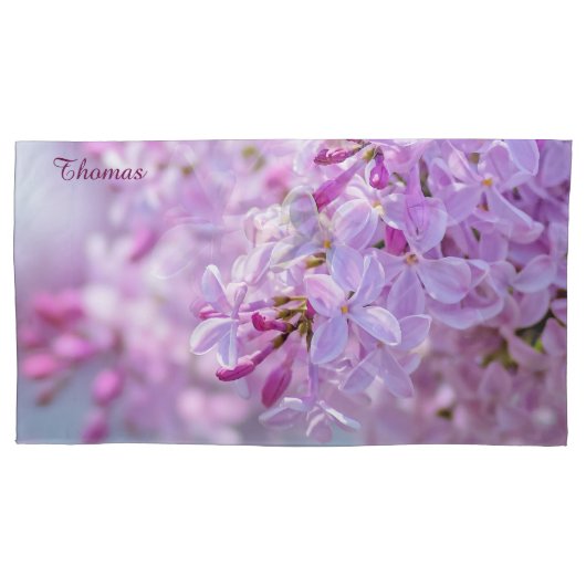 Roze lila bloemen kussensloop (Voorkant-Links)