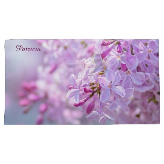 Roze lila bloemen kussensloop (Voorkant-Rechts)