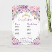 Roze Lila Bloemen Quinceañera Orde der Gebeurtenis Programma (Achterkant)