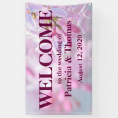 Roze lila bloemen spandoek (Verticaal)