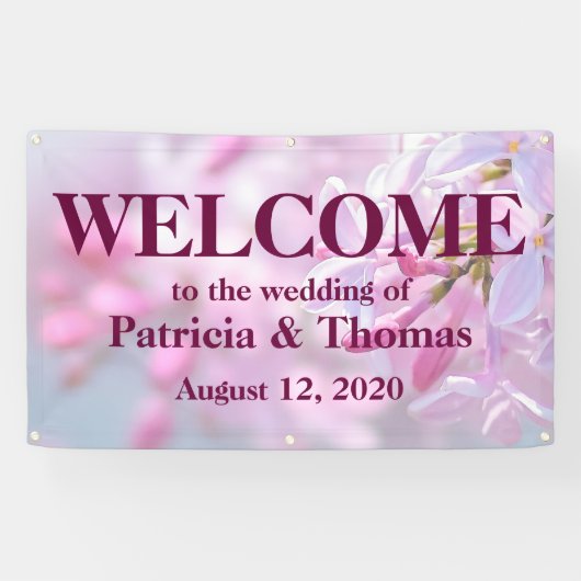 Roze lila bloemen spandoek (Horizontaal)