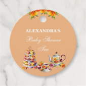 Roze Lila Bloemen Thee Baby shower Dank u Bedankjes Labels (Voorkant)