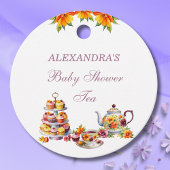 Roze Lila Bloemen Thee Baby shower Dank u Bedankjes Labels