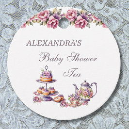 Roze Lila Bloemen Thee Baby shower Dank u Bedankjes Labels