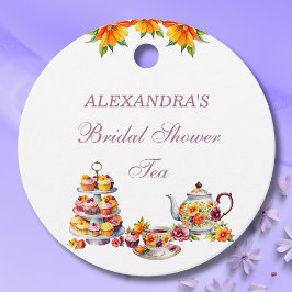 Roze Lila Bloemen Thee Vrijgezellenfeest Bedankt F Bedankjes Labels