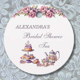 Roze Lila Bloemen Thee Vrijgezellenfeest Dank u Bedankjes Labels