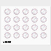 Roze, lila, botanisch, gepersonaliseerd ronde sticker (Vel)