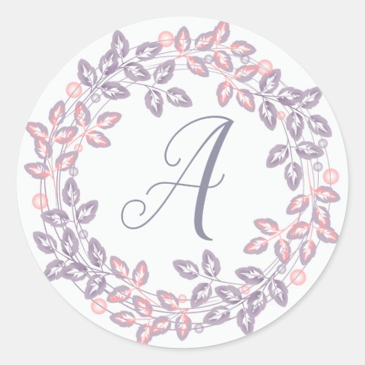 Roze, lila, botanisch, gepersonaliseerd ronde sticker (Voorkant)