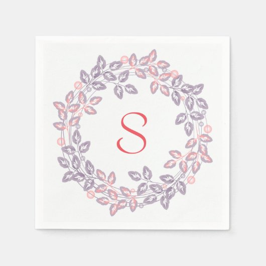 Roze, lila, botanisch, gepersonaliseerd servet (Voorkant)