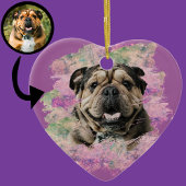 Roze Lila Bulldog Hondenliefhebber Hartfoto Keramisch Ornament