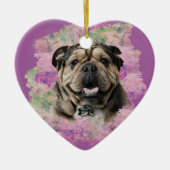 Roze Lila Bulldog Hondenliefhebber Hartfoto Keramisch Ornament (Voorkant)