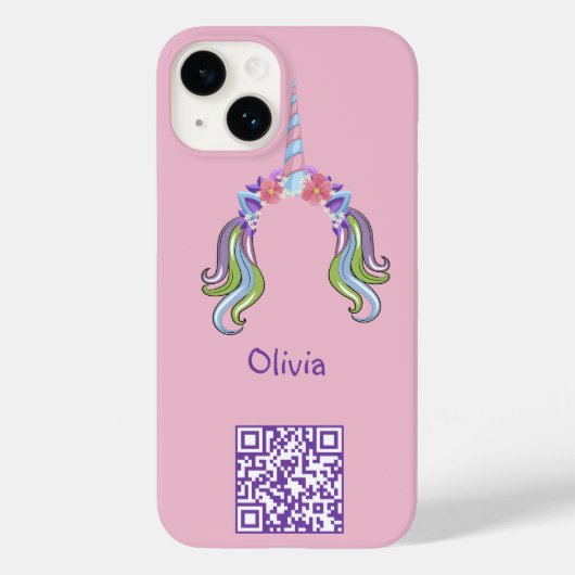 Roze & Lila Eenhoorn Foto & Naam  Case-Mate iPhone Case (Achterkant)
