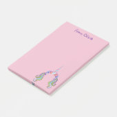 Roze & Lila Eenhoorn Foto & Naam Post-it® Notes (Schuin)