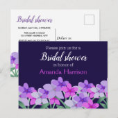 Roze lila floraal Vrijgezellenfeest Uitnodiging Briefkaart (Voorkant / Achterkant)