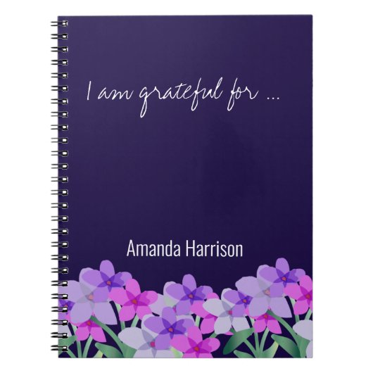 Roze lila florale Gratitude Journal Persoonlijk Notitieboek (Voorkant)