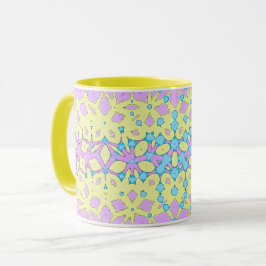 Roze, Lila, Geel en Hemelsblauw Geometrisch Mok