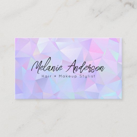 Roze Lila geometrisch kristal Visitekaartje (Voorkant)