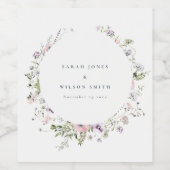 Roze Lila Lijst van de Wildbloem Wijn Wijn Etiket (Enkel label)