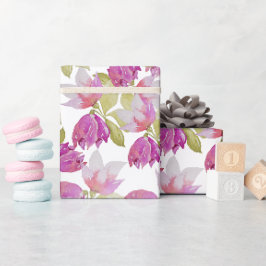 Roze Lila Magnolia Flower Waterverf Art Cadeaupapier