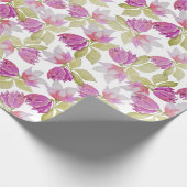 Roze Lila Magnolia Flower Waterverf Art Cadeaupapier (Hoek)