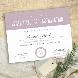 Roze Lila minimumcertificaat van deelneming