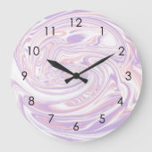 Roze Lila modern Abstract vloeibaar marmer ontwerp Grote Klok (Voorkant)