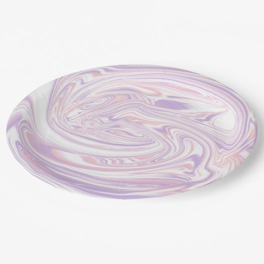 Roze Lila modern Abstract vloeibaar marmer ontwerp Papieren Bordje (Gekanteld)