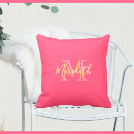Roze Lila monogram Kussen