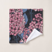 Roze lila op donkerblauw bad handdoek (Wasdoekje)