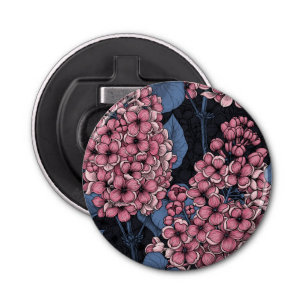 Roze lila op donkerblauw button flesopener