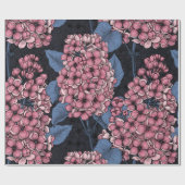 Roze lila op donkerblauw cadeaupapier (Vlak)