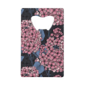 Roze lila op donkerblauw creditkaart flessenopener (Voorkant)