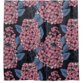 Roze lila op donkerblauw douchegordijn (Voorkant)