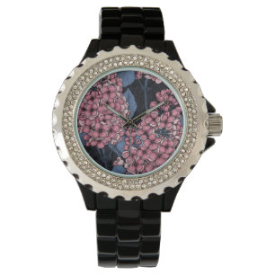 Roze lila op donkerblauw horloge