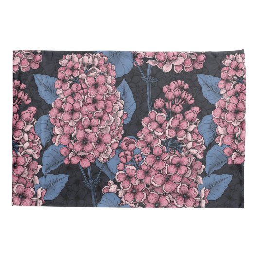 Roze lila op donkerblauw kussensloop (Achterkant)