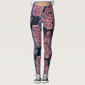Roze lila op donkerblauw leggings (Voorkant)