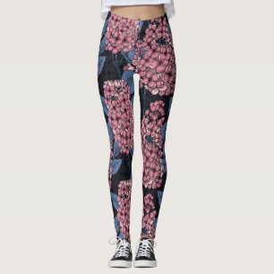 Roze lila op donkerblauw leggings