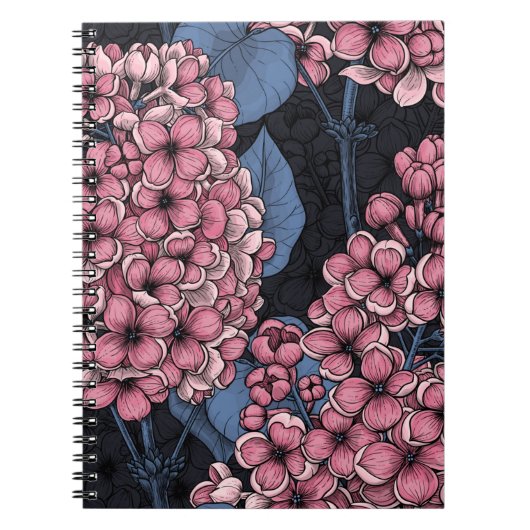 Roze lila op donkerblauw notitieboek (Voorkant)