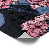 Roze lila op donkerblauw poster (Hoek)