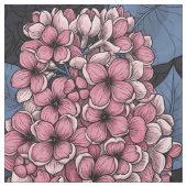 Roze lila op donkerblauw stof (Swatch)