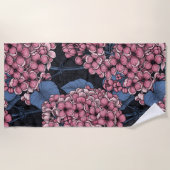 Roze lila op donkerblauw strandlaken (Voorkant)