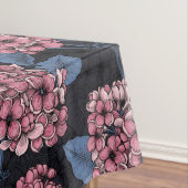 Roze lila op donkerblauw tafelkleed (Voorbeeld)