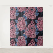 Roze lila op donkerblauw wandkleed (Voorkant)